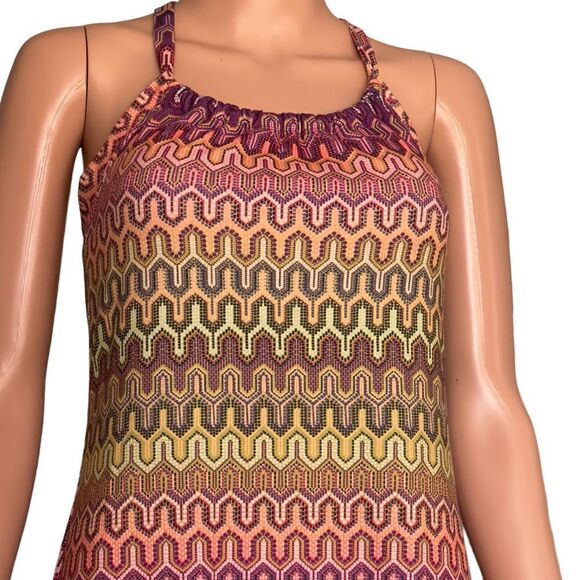 Prana Quinn Ibiza Raspberry Rainbow Halter Strap Athleisure Dress SMALL - Picture 4 of 15